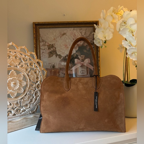 Claudia Firenze Handbags - Claudia Firenze Suede Camel Bag NWT w/Shoulder Strap